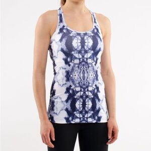 Lululemon Women Cool Racerback CRB Ink Blot White Deep Indigo Navy Tank Top 6